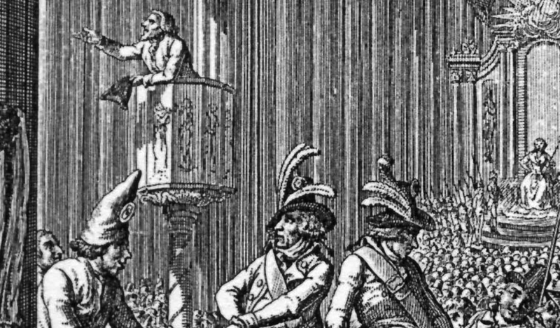 Zwolennicy Kultu Rozumu przejmują katedrę w Strasbourgu w trakcie Wielkiej Rewolucji.